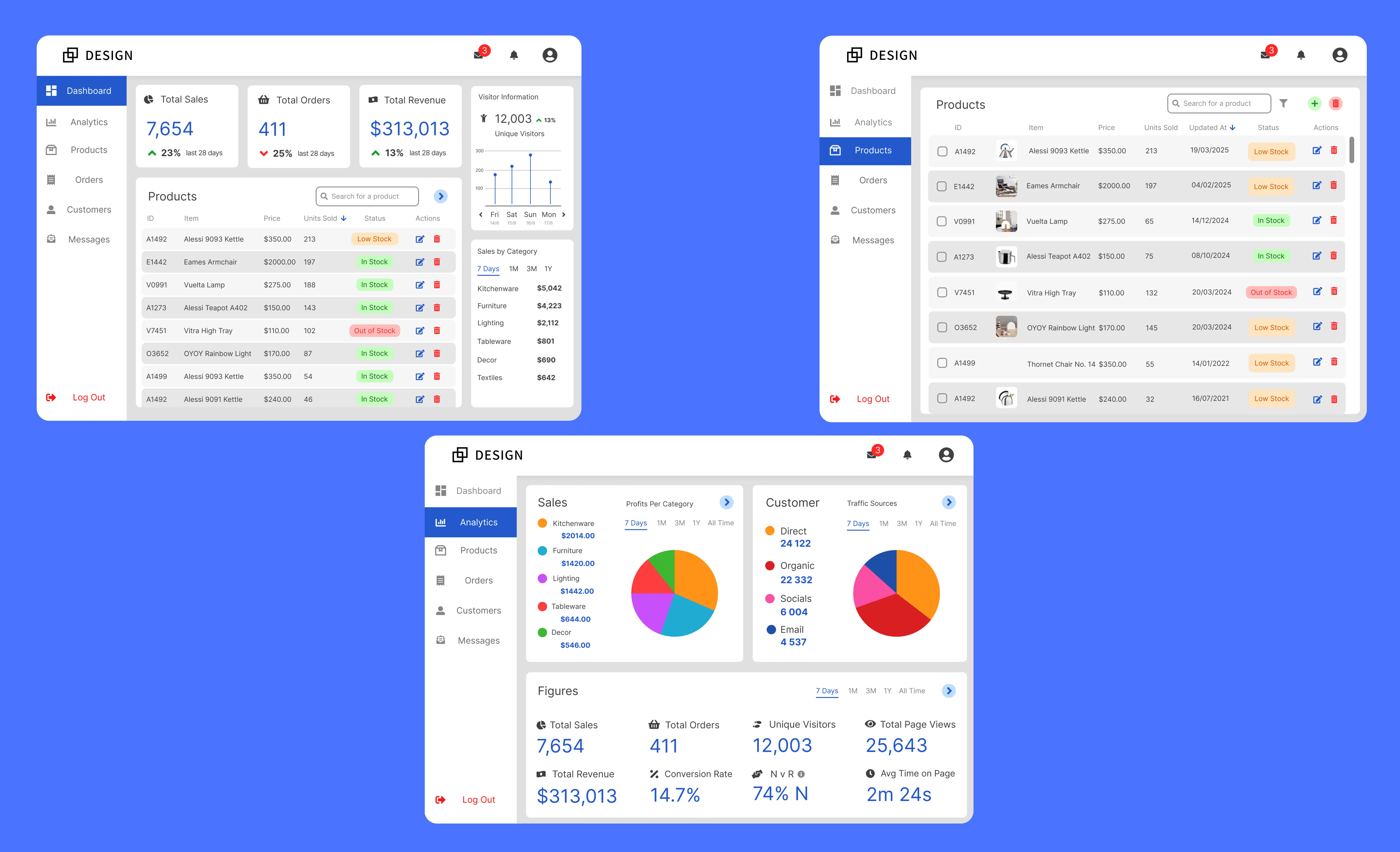 Desktop user interface designs.