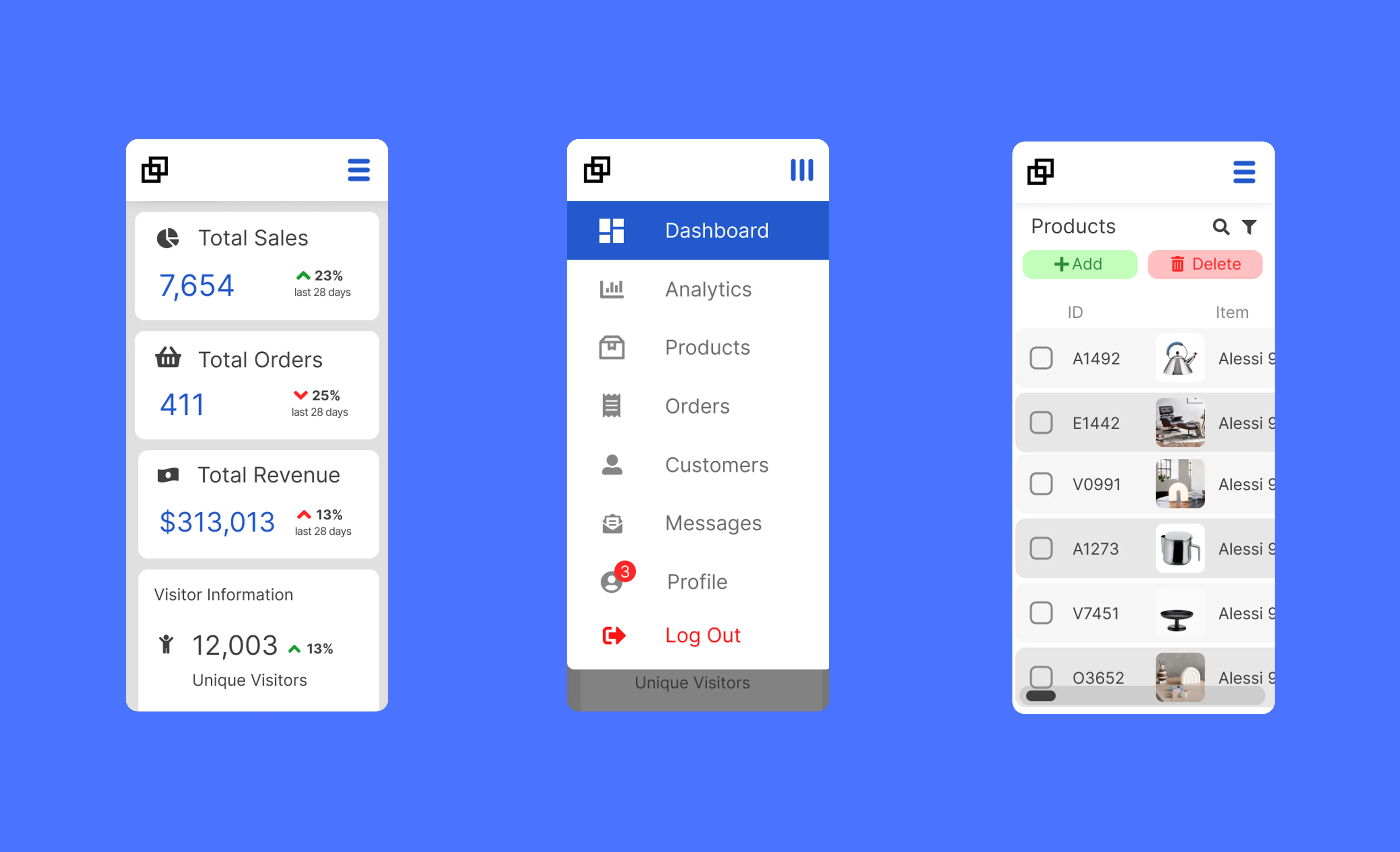 Mobile user interface designs.