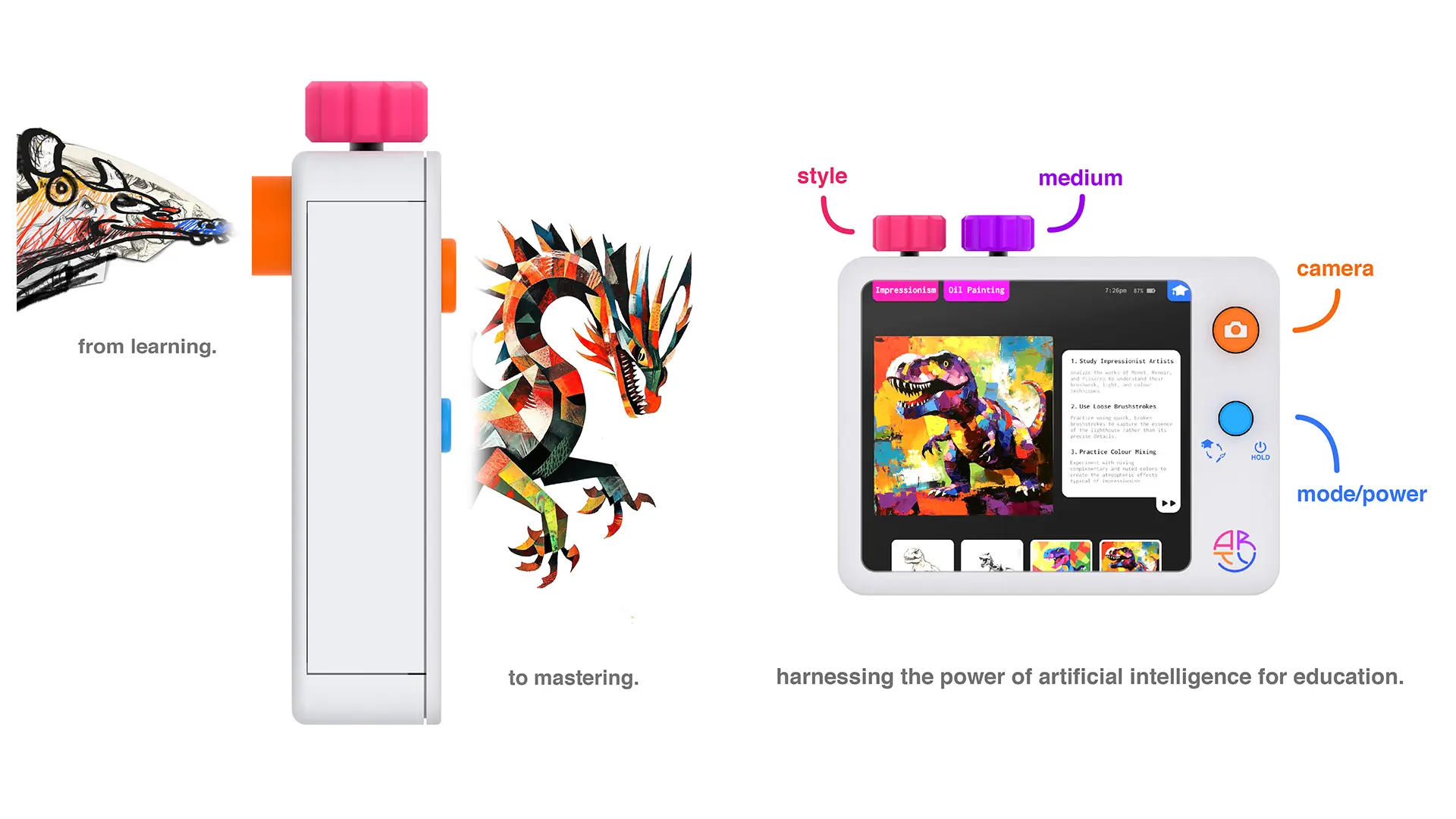 Image showing how Arty takes traditional art and turns it into professional art.