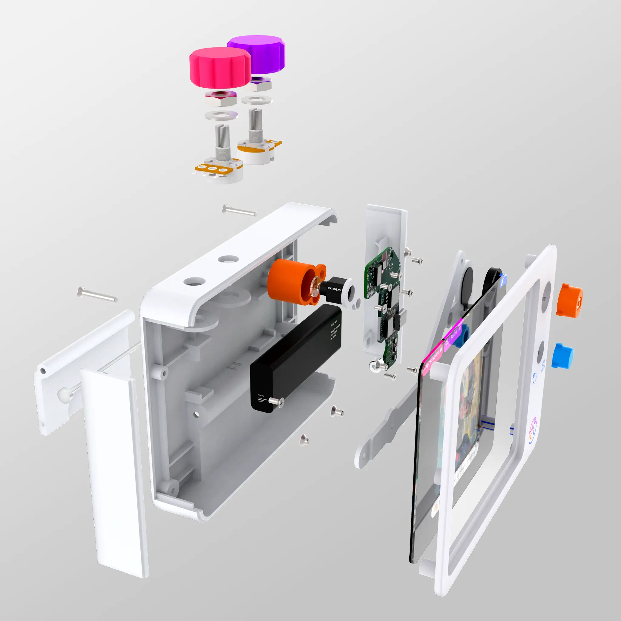 Exploded view of Arty's internals.