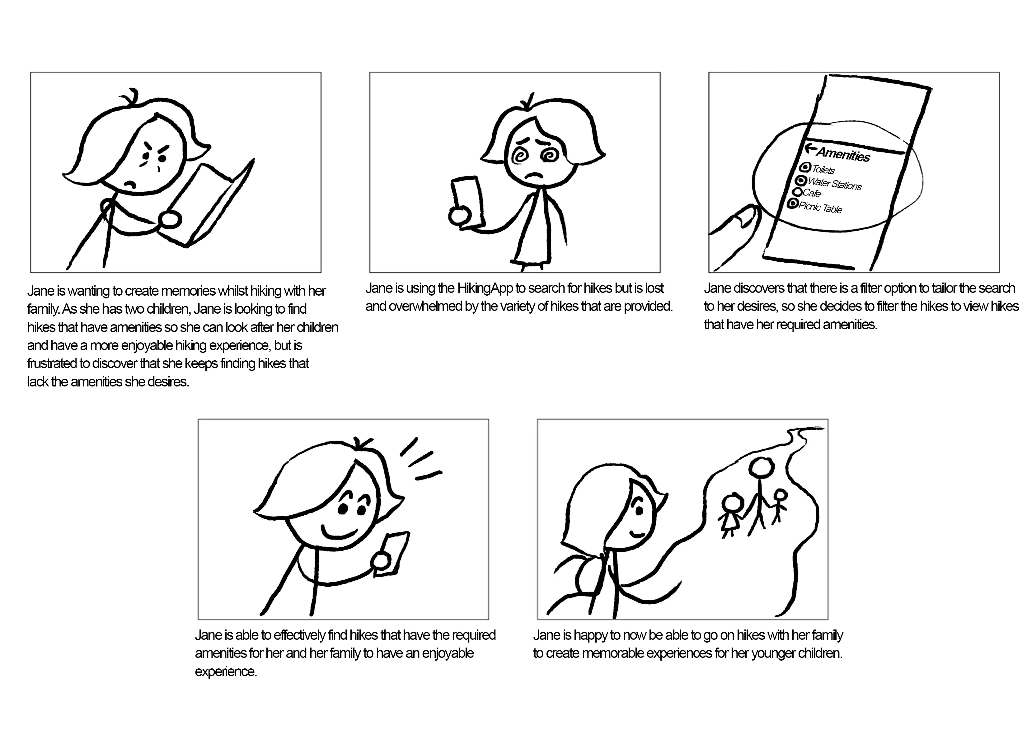 Hiker storyboards.